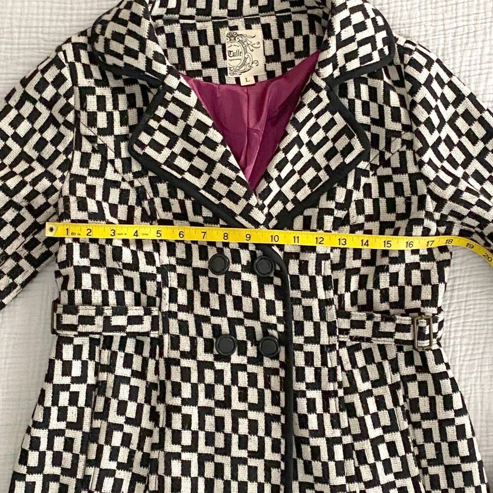 Tulle Checked Black and White Coat (Sz. L) - Picture 8 of 11